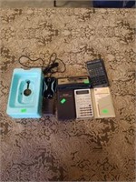 Estate lot of calculators, a mouse, and air-brush