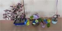 (4) glass flower arrangements