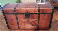 Antique breadloaf trunk (28” x 17”) with leather