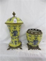 PAIR OF FRENCH STYLE VASE AND COVERED JAR 16"