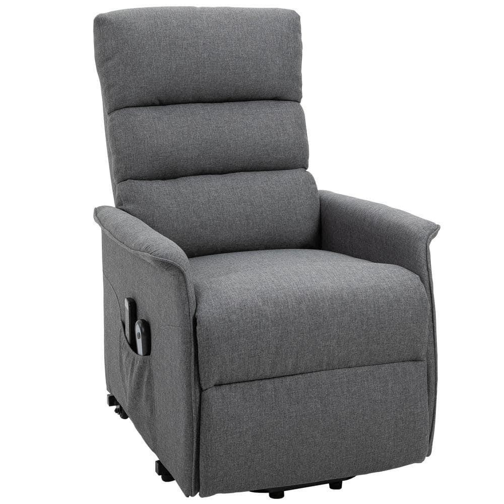 $343  Grey Polyester Power Lift Assist Recliner Ch