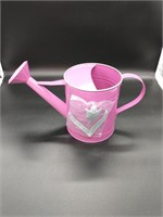 Pink Metal Watering Can with Decorative Flower.