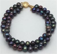 Dark Colored Pearl Bracelet W 14k Gold Clasp