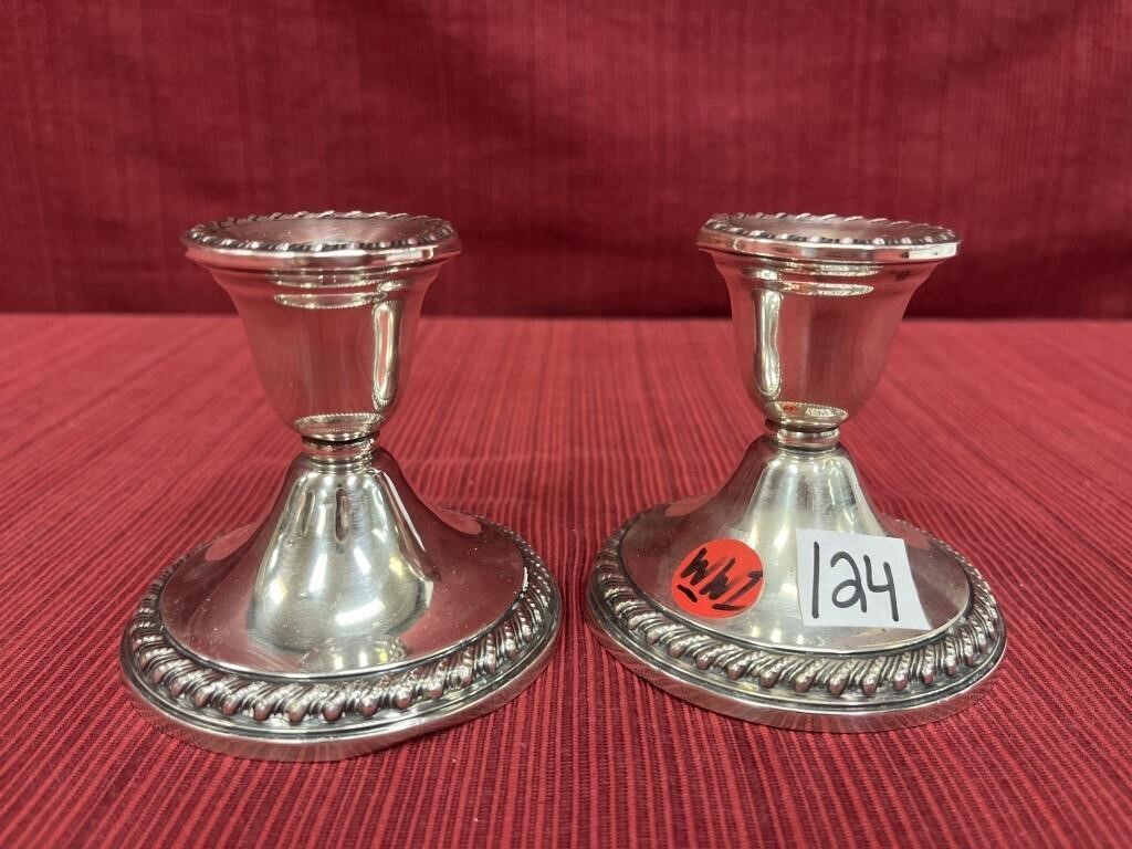 Pair Roger Sterling weighted candlestick 3.5”h