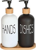 Glass Soap Dispenser Set with Bamboo Tray (Matte)