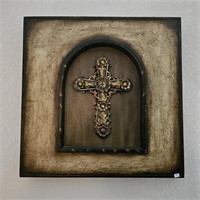 Nice Inset Cross Wall Art Decor 24 x 24