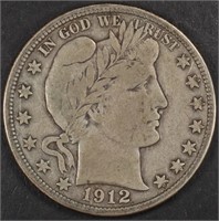 1912 BARBER HALF DOLLAR VF