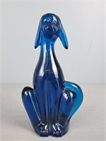 Blue Art Glass Dog Figure