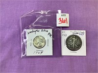 1943 Walking Liberty & 1964 Washington Quarter