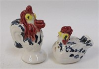 Vintage Mini Sponged Pottery Rooster & Hen