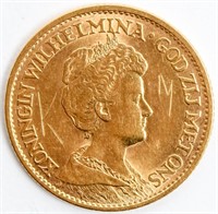 Coin Gold Netherlands 10 G.  1912