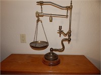 Vintage Brass Scales with Candle Holder Italy