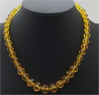 Yellow Glass Beaded Necklace