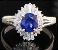 Platinum 1.72 ct Natural Sapphire & Diamond Ring