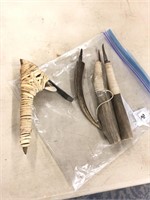 Native handmade tools out of deer antler with