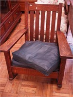 Mission oak Stickley-style rocker with covered