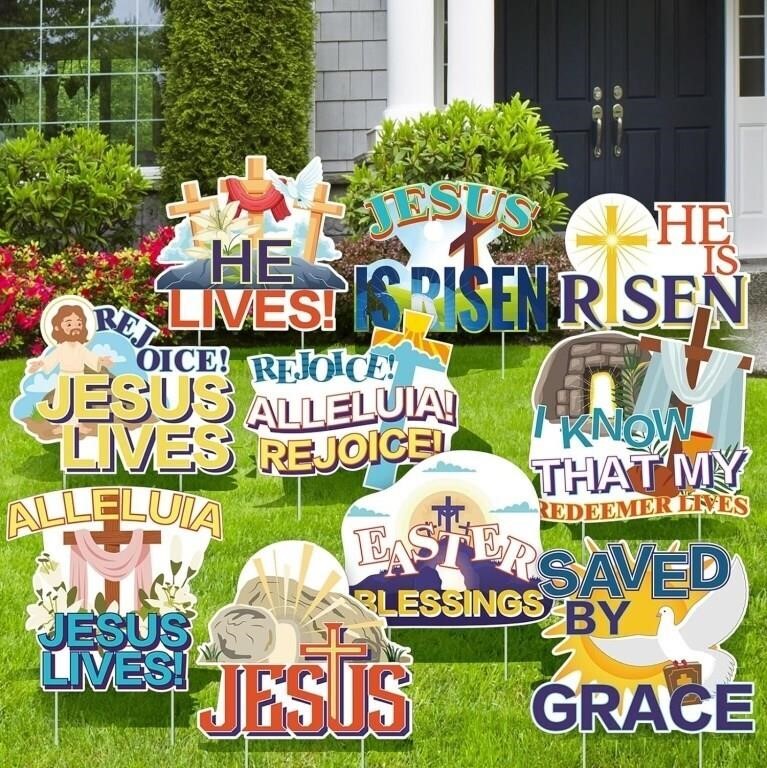 SR1237  Easter Yard Sign He Is Risen - 10 Pieces