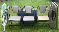 9 folding chairs & metal table