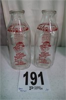 (2) Vintage Johnson Farm Dairy Milk Bottles(R1)