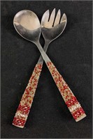 Salad Fork and Spoon Set With Beaded Handles