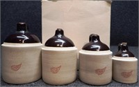 Set of 4 Brown-Top Wing Stoneware Mini Jugs