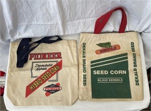 2- Seed Corn Advertising Canvas Tote Bags