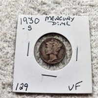 1930S Mercury Dime VF