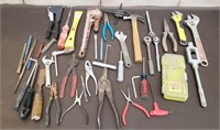 Box of Assorted Tools. Punches, Pliers, Wrenches