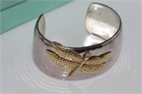 2001 Tiffany silver & gold dragonfly cuff