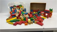 Vintage colorful wooden kids blocks