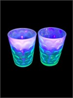 Uranium manganese Glass opalescent cups tumblers