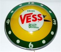 VESS SODA  ADVERTISING LIGHT UP CLOCK - WORKS
