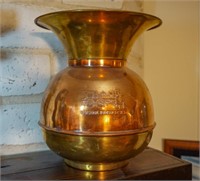 Copper and brass spittoon