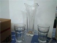 Drinking glasses and vase