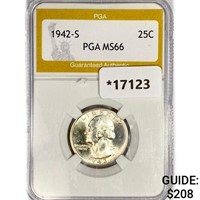 1942-S Washington Silver Quarter PGA MS66