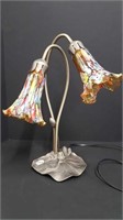 DOUBLE NECK TABLE LAMP WITH GLASS SHADES