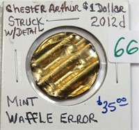 Chester Arthur Waffled Mint Error