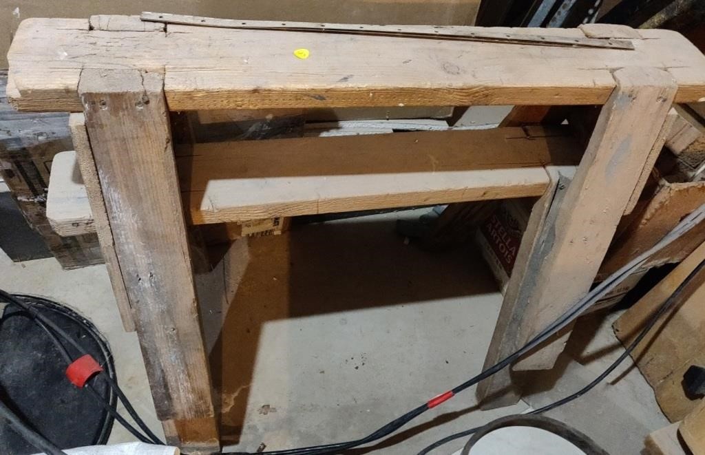 2 Wooden Sawhorses & Misc Items