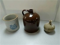 3 Crocks. Crock jug and vase