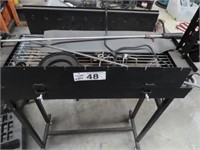 2 BBQ's with Rotisserie & Metal Fire Pit