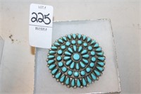 SILVER AND TURQUOISE PENDENT OR PIN