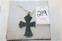 INLAID CROSS STAMPED 925