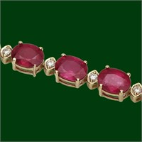 14K YELLOW GOLD 12CT RUBY 0.50CT DIAMOND BRACELET