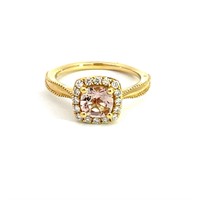 18K YELLOW GOLD 0.78CT MORGANITE 0.25CT DIAMOND RI