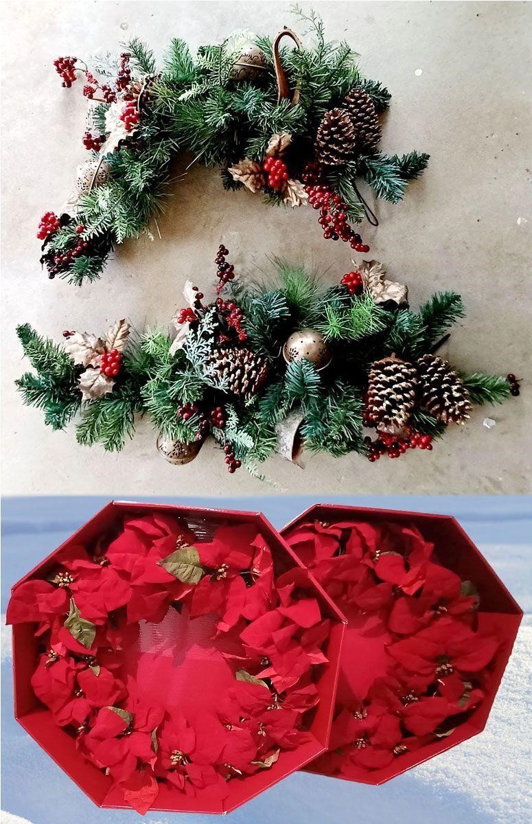 24" BELK POINSETTA CHRISTMAS WREATHS & HOLLY BOUGH