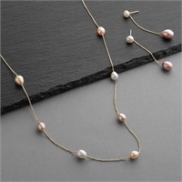 Floating Pearl Earring and Necklace Set