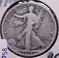 1918 WALKING HALF DOLLAR VG