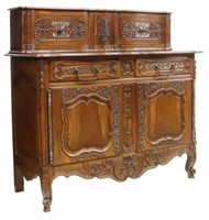 FRENCH PROVINCIAL LOUIS XV STYLE WALNUT SIDEBOARD