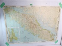 Vintage Map 1967 Vancover Island 42x30"