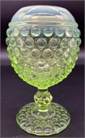 Imperial Green Opal Hobnail Ivy Bowl Uv Reactive